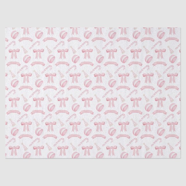 Pink Noel candy Xmas no background customize  Tissue Paper (Front)