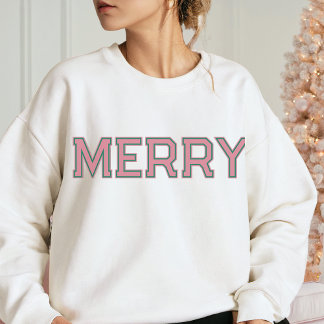 PINK NOEL Merry Christmas Custom Text Cute Sweatshirt
