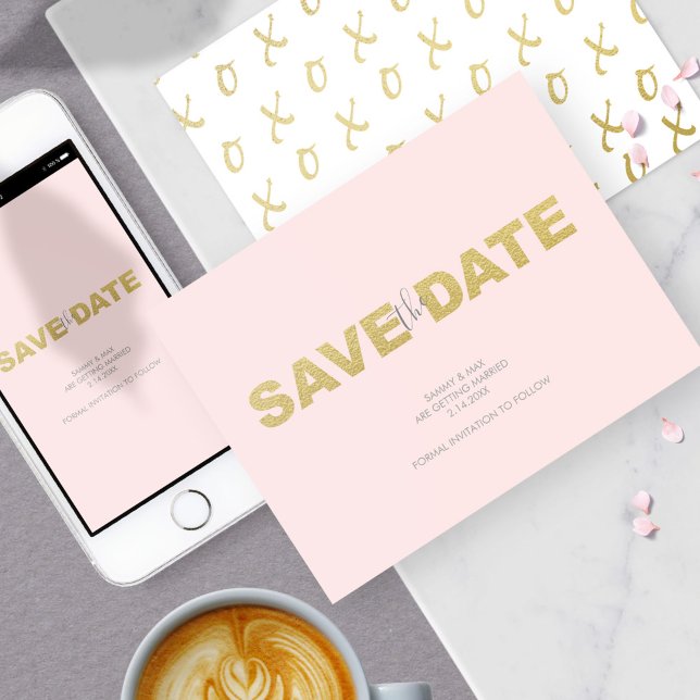 Pink Non Photo Wedding Save The Date Invitations, (Creator Uploaded)