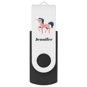 Pink Nordic Unicorn with Black Mane Flash Drive