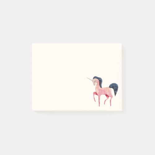 Pink Nordic Unicorn with Black Mane Post_it Notes
