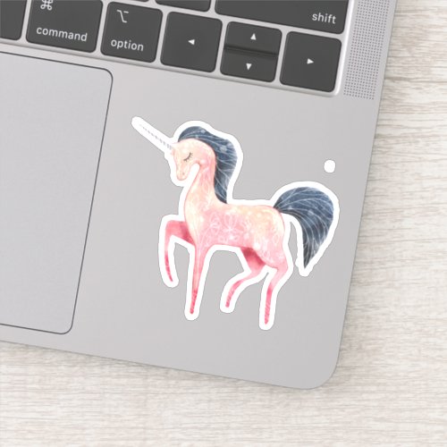 Pink Nordic Unicorn with Black Mane Sticker