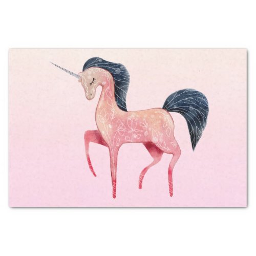 Pink Nordic Unicorn with Black Mane Tissue Paper