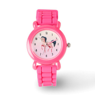 Pink Nordic Unicorn with Black Mane Watch