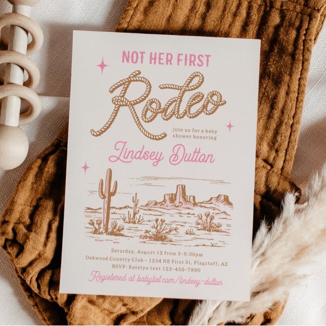 Pink Not Her First Rodeo Baby Shower Invitation (Creator Uploaded)