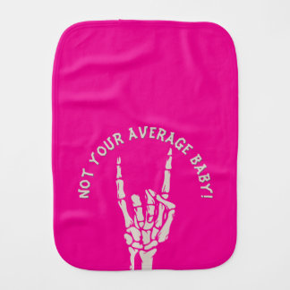 Pink 'Not Your Average Baby' Unique Rock Baby Burp Cloth