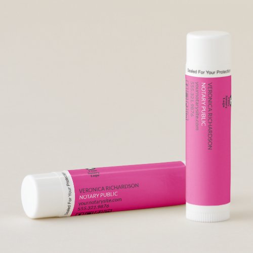 Pink Notary Business Card Lip Balm Giveaway Promo