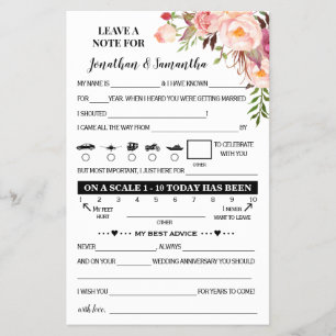Pink Note for Couple Wedding Reception Card Flyer
