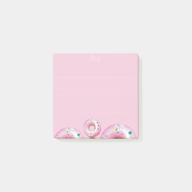 pink note sheet with watercolor donuts (Front)