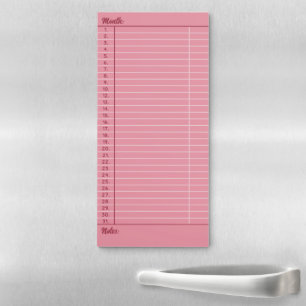 Pink Notes & Days of the Month Planner Magnetic Notepad