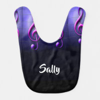 Pink notes on strings baby bib