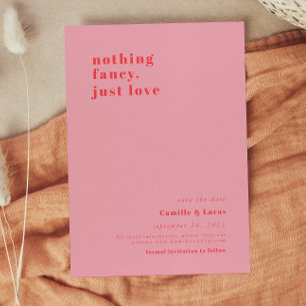 Pink Nothing fancy just love retro Wedding Invitation