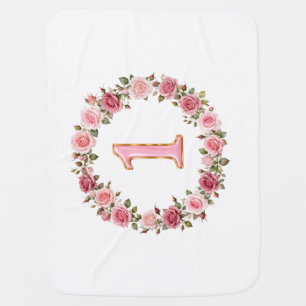 Pink Number 1 Gold Border Elegant Design Baby Blanket