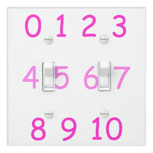 Pink Numbers Zero to Ten 0 to 10 Teacher Kids Room Light Switch Cover