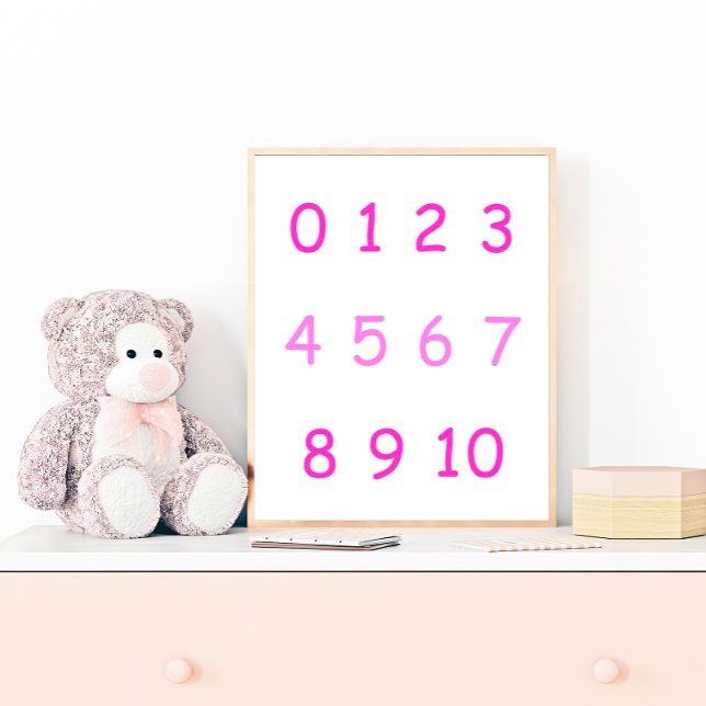 Pink Numbers Zero to Ten 0 to 10 Teacher Kids Room Poster (Creator Uploaded)