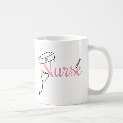 Pink nurse clipart design with editable quote coffee mug