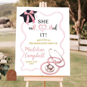 Pink Nurse Coquette Graduation Party Poster