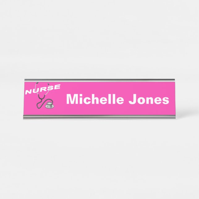 PINK Nurse Desk Accessories Desk Name Plate (Front)
