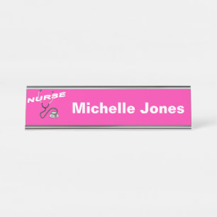 PINK Nurse Desk Accessories Name Plate
