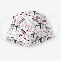 Pink Nurse EKG Caduceus Stethoscope Cloth Face Mask