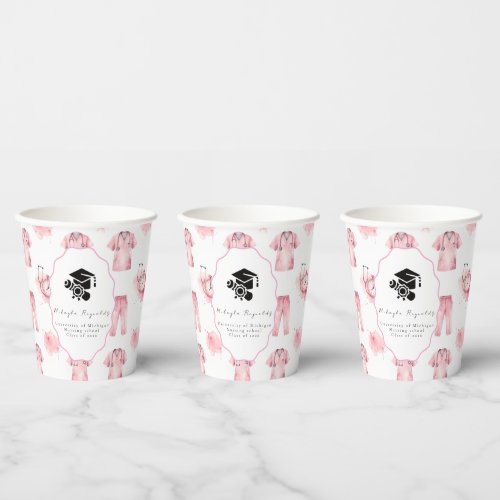 Pink Nurse Graduation Paper Cups Medical Party