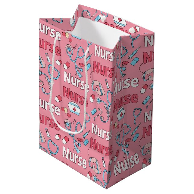 Pink Nurse Life Seamless Pattern (1) Medium Gift Bag (Front Angled)