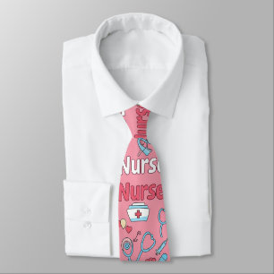 Pink Nurse Life Seamless Pattern (1) Neck Tie