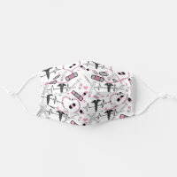 Pink Nurse | Medical EKG Caduceus Stethoscope Cloth Face Mask