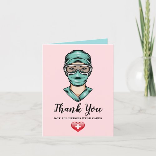 Pink Nurse Medical Themed Thank You Card
