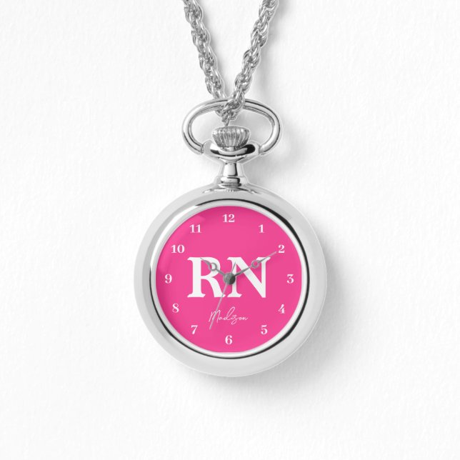 Pink Nurse Personalized Script Watch (Front)