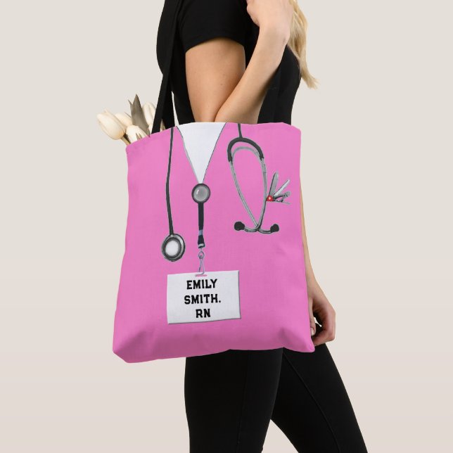 Pink Nurse Purse Tote Bag (Close Up)