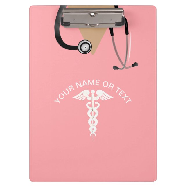 Pink Nurse Scrub Top Personalized Clipboard (Front)
