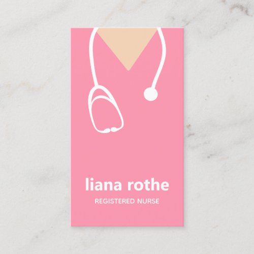 Pink Nurse Scrubs and Stethoscope  Business Card