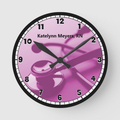 Pink Nurser or Medical Doctors Office Custom Round Clock