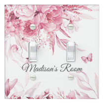 Pink Nursery 1600s Dutch Watercolor Floral Double Light Switch Cover