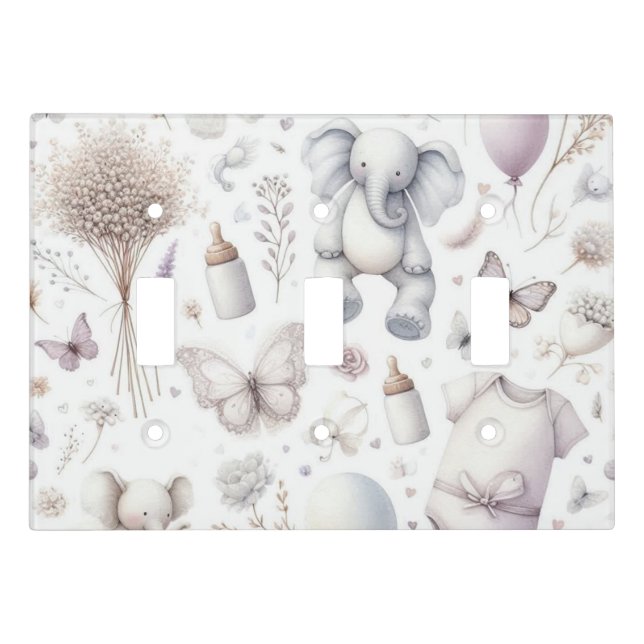 Pink Nursery Light Switch Cover (Front)