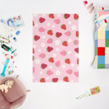 Pink Nursery Rug with Strawberries & Daisies