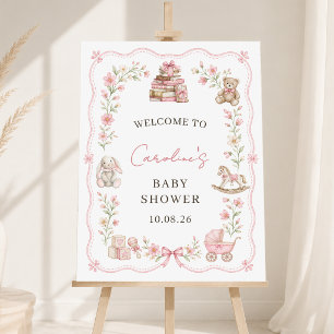 Pink Nursery Toys Floral Baby Shower Welcome Foam Board