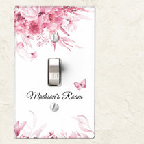Pink Nursery Watercolor Floral Drop Light Switch Cover