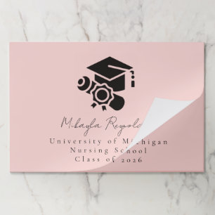 Pink Nursing School Graduation Cap Script Name Paper Pad
