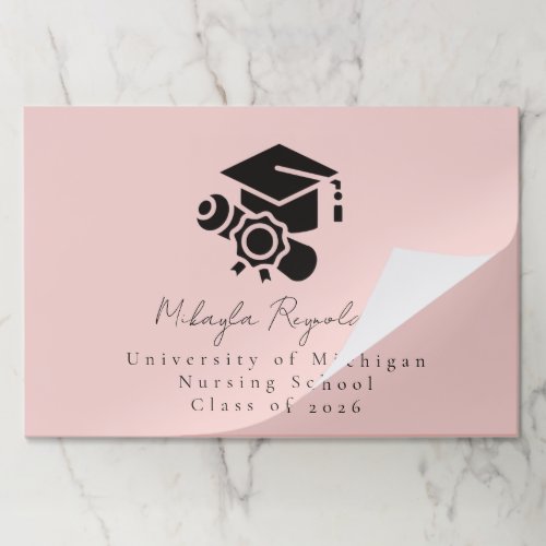 Pink Nursing School Graduation Cap Script Name  Paper Pad