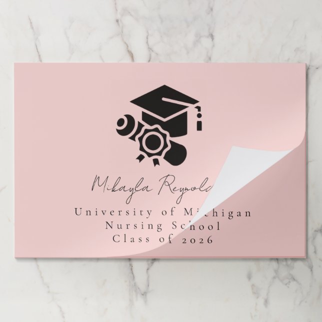 Pink Nursing School Graduation Cap Script Name  Paper Pad (Folded)