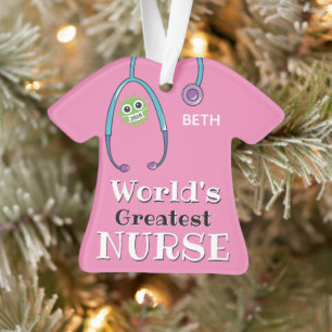 Pink Nursing Scrubs, World's Greatest Nurse Ornament
