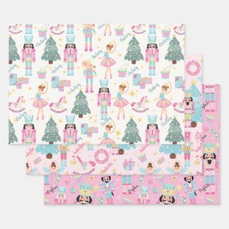 Pink Nutcracker and Ballerina Personalized Wrapping Paper Sheets