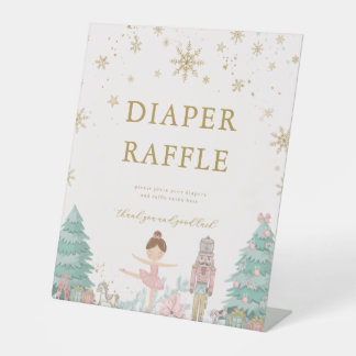 Pink Nutcracker Baby Shower Diaper Raffle Sign