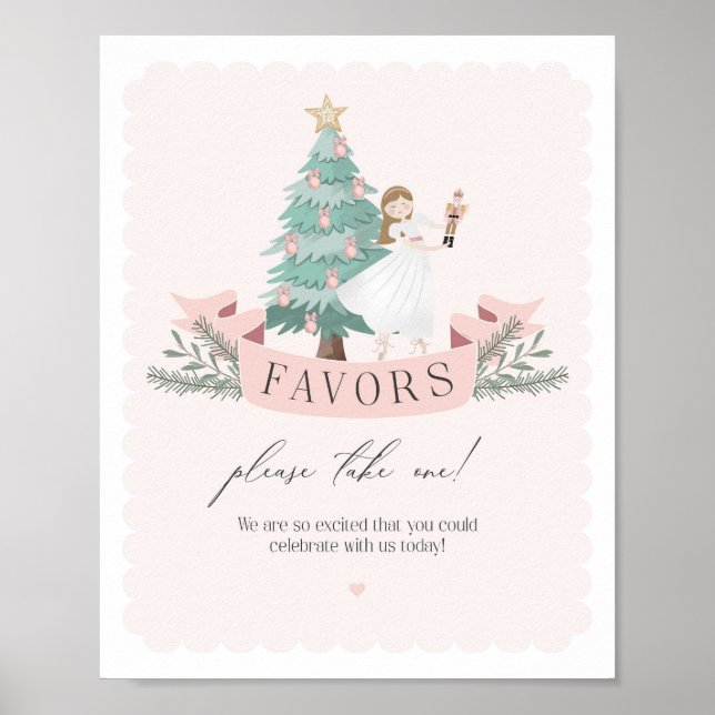 pink nutcracker baby shower favor sign (Front)