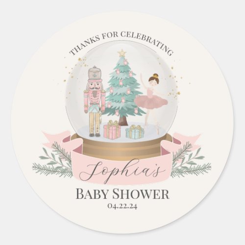 Pink Nutcracker Baby Shower Favors Classic Round Sticker