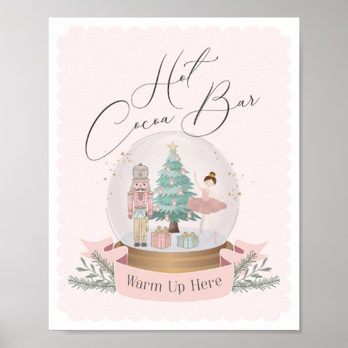 pink nutcracker baby shower hot cocoa bar sign