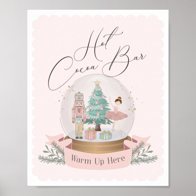 pink nutcracker baby shower hot cocoa bar sign (Front)