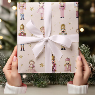 Pink Nutcracker Ballerina Christmas Wrapping Paper